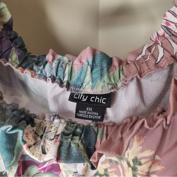 City Chic womens size 24 XXL floral ruffle sleeve off shoulder plus size - Picture 4 of 7